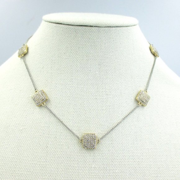 White House Black Market Jewelry - White House Black Market Gold Chain & CZ Neutral Necklace Romantic Luxury NEW